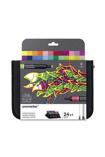 Winsor Newton وينسور ونيوتون0290030 طقم تصميم الطالب بروماركر مع حقيبة 24 بوصة