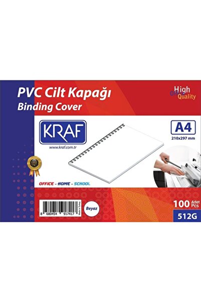 KRAF 512g Cilt Kapağı A4 160mic. 100'lü Beyaz
