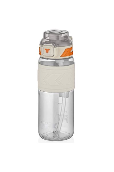 TKK Vagonlife T1019 TKK - مقبض سيليكون، قارورة تريتان للجسم مع قش 600 مل أبيض