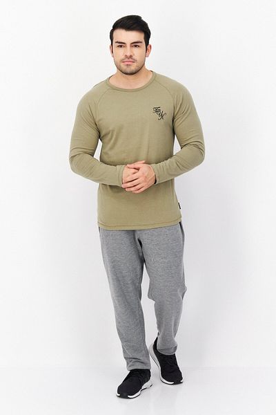 French Connection Men 2 Pieces Round Neck Long Sleeve Brand Logo T-shirt, Charcoal