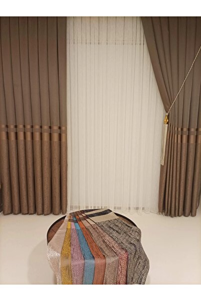 NİVEMESHOME Nivemeshome Blanche Kahve 1/3 Sık Pile Fon Perde Apm