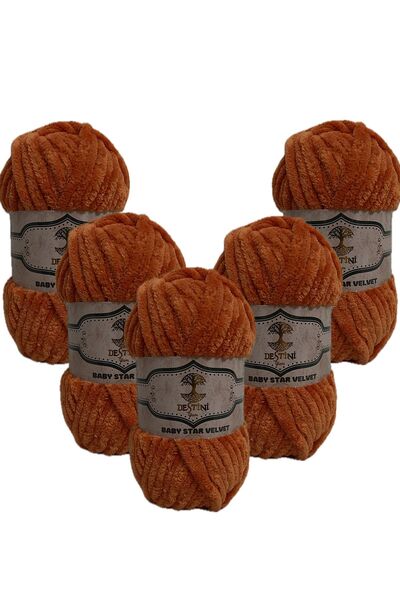 destini خيط حياكة مخملي سميك محبوك يدويًا 100 جرام 45 متر كروشيه ناعم منفوش 10 - أسياخ 12-13