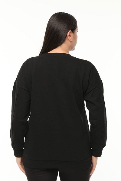 Ebsumu Women's Plus Size Printed Black Sweatshirt