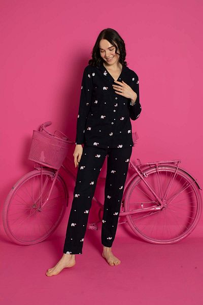 ELİZ HOMEWEAR SET PIJAMA BUMBAC CU NASTURII