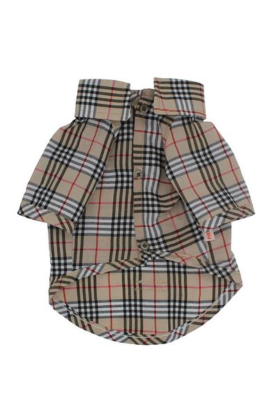 Pawstar Beige Plaid Beige Plaid Large Dog Shirt Dog Outfit (15-45kg)