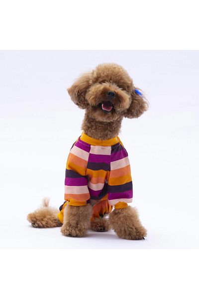 Pettrend Pufi Colorful Striped Combed Cotton Jumpsuit Cat Dog Jumpsuit Cat Dog Outfit Dog Pajamas