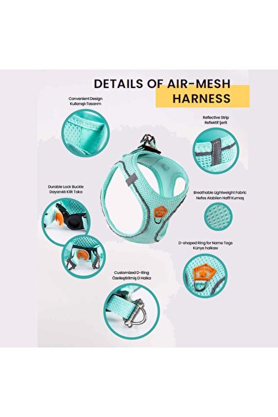 Pawstar Arizona 2li Air-mesh Köpek Göğüs Tasması Kedi Göğüs Tasması Köpek Tasması