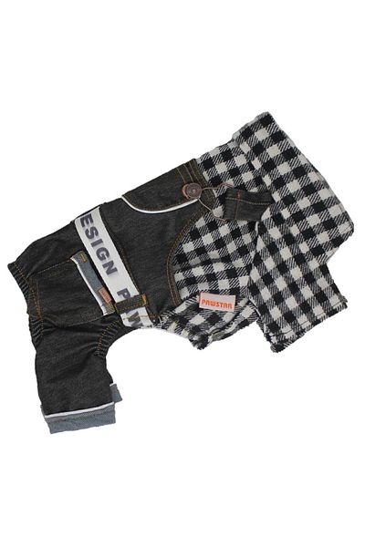 Pawstar S-White Plaid Cat Dog Jumpsuit - Gardener Outfit