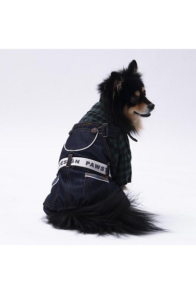 Pawstar Khaki Plaid Cat Dog Jumpsuit - Gardener Outfit - L
