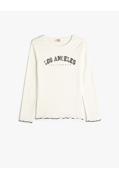 Koton City Printed Long Sleeve Cotton T-Shirt
