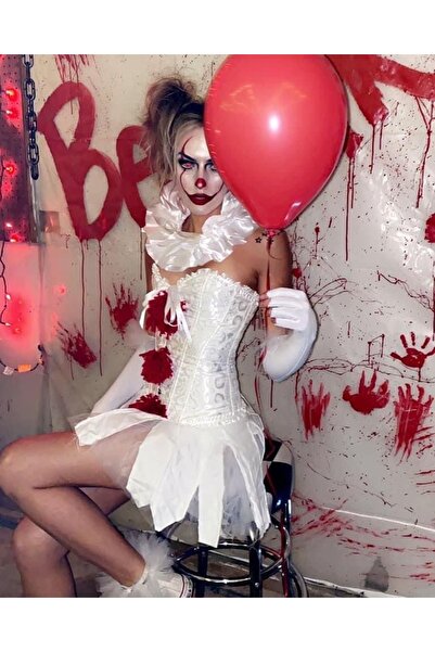 PİNK Halloween Palyaço Kostümü Yetişkin