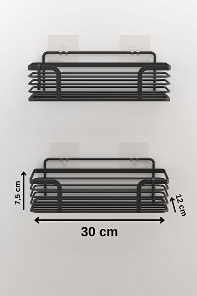 Tekno-tel Teknotel Banyo Düzenleyici Şampuanlık Banyo Duş Rafı 2 Adet Banyo Rafı Mat Siyah St284h