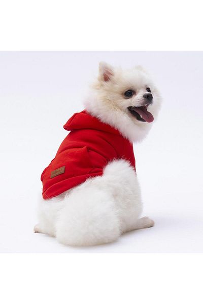 Pettrend Red Kangaroo Pocket Cat-Dog Hoodie- Sweatshirt Cat Dog Outfit