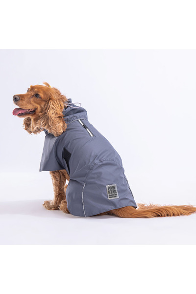Pawstar معطف واق من المطر للكلاب من النوع المتوسط والكبير باللون الرمادي من كولومبيا، ملابس للكلاب، فستان للكلاب