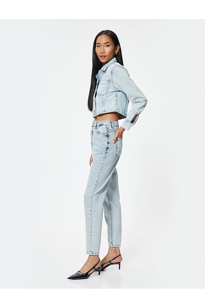 Koton High Waist Crop Jeans - Straight Leg Mom Jean