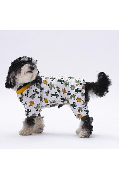 Pettrend Cactus Patterned Cat Dog Jumpsuit Cat Dog Outfit Combed Cotton Jumpsuit