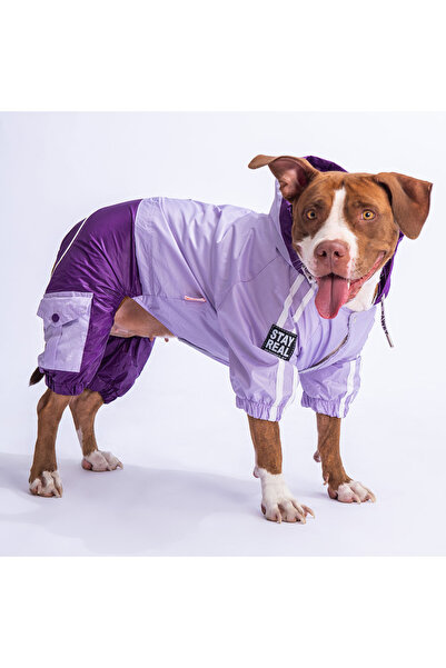 Pawstar Lilac-Purple BiColor Medium and Large Breed Dog Jumpsuit Raincoat Dog...