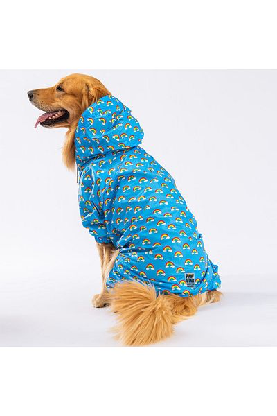 Pawstar Medium and Large Breed Dog Jumpsuit with Irides Mesh Raincoat Dog Raincoat Dog Dress Dog Outfit