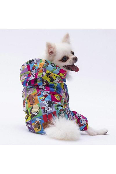 Pettrend Cute Heroes Patterned Jumpsuit Raincoat Dog Outfit Dog Raincoat