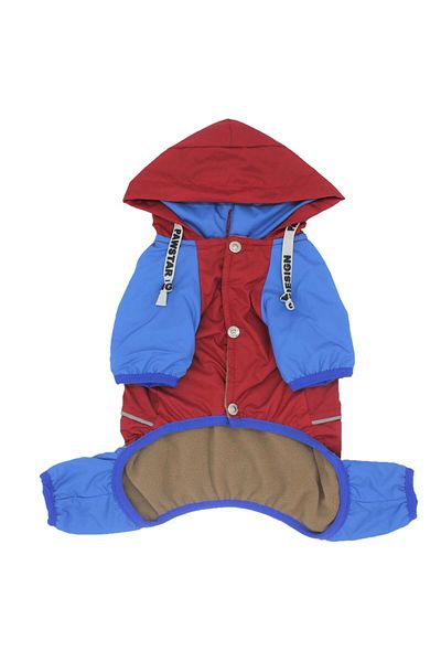 Pawstar Red - Blue Cargo Covered Dog Jumpsuit Raincoat Small Breed Raincoat Cat Dog Outfit