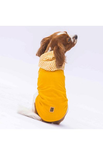 Pawstar Yellow Gingham Cat Dog Hooded T-Shirt - Outfit