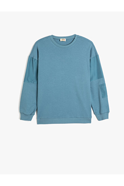 Koton Sweatshirt Uzun Kollu Bisiklet Yaka Cep Detaylı Pamuklu