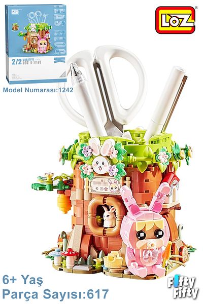 Vagonlife Cute Pen Holder with Pink Figure - Loz Creative Series - Lz1242 (617 Pieces) Toy Building Set