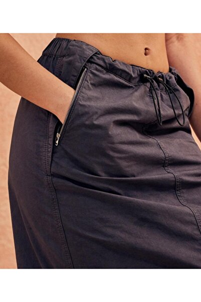 september island Long Cargo Skirt - Charcoal Gray, Parachute Fabric