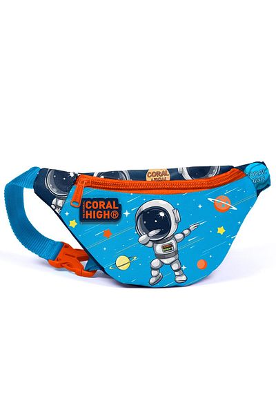 Coral High Navy Blue Astronaut Patterned Boy's Waist Bag