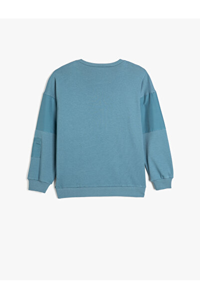 Koton Sweatshirt Uzun Kollu Bisiklet Yaka Cep Detaylı Pamuklu