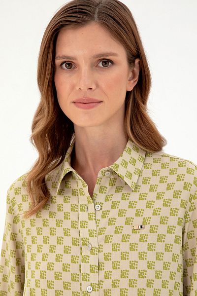 U.S. Polo Assn. Cămașă cu mânecă lungă kaki deschis pentru femei 50297105 -VR183