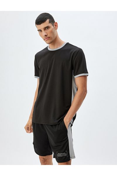 Koton Αθλητικό μπλουζάκι με στάμπα Crew Neck - Κοντό μανίκι και παϊδάκια