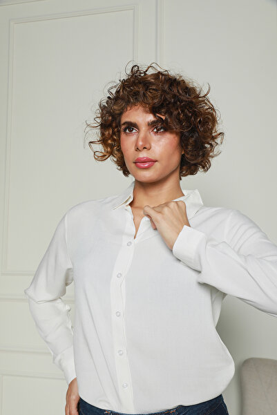 Butik Beyaz Viskon Gömlek Gml150041