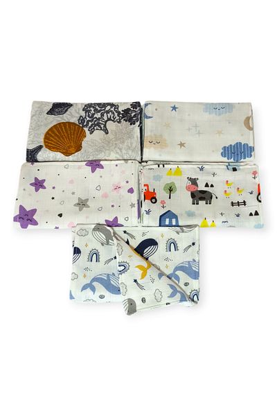 Birmelek Double Layer Muslin Shoulder Cloth (5 Pcs)
