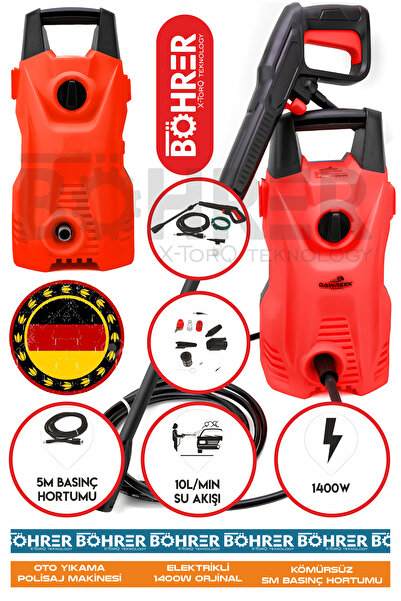 BÖHRER ALMAN YÜKSEK BASINÇ-KOVADAN ÇEKME-ARAÇ OTO ARABA KIRMIZI YER ZEMİN YIK...