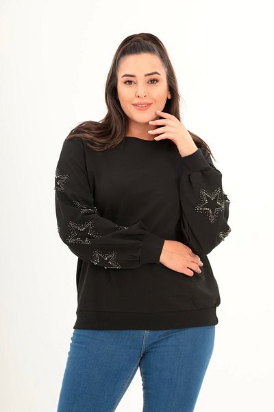 aytemas Star Stone Printed Sleeve Sweatshirt
