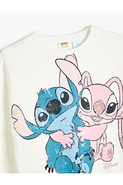 Koton Stitch licencovaná mikina s dlouhým rukávem a zvýšeným růstem - Crew Neck