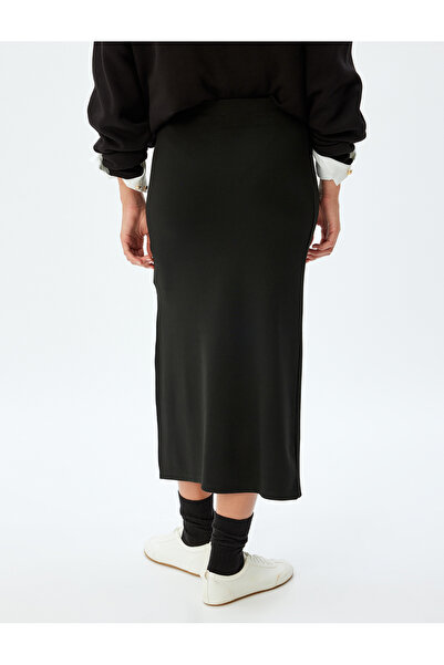 Koton Midi Boy Yırtmaçlı Etek Standart Bel