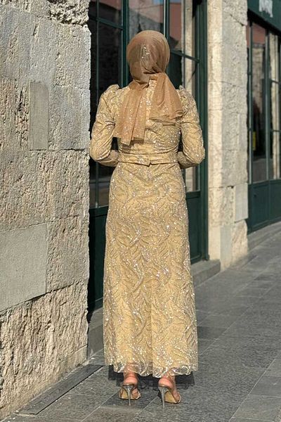 Bym Fashion Βραδινό φόρεμα με μοτίβο από τούλι ασημί - 1140 Gold