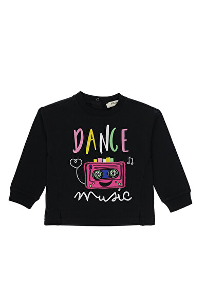 Panço Kız Bebek 3 Boyutlu Kaset Baskılı Sweatshirt