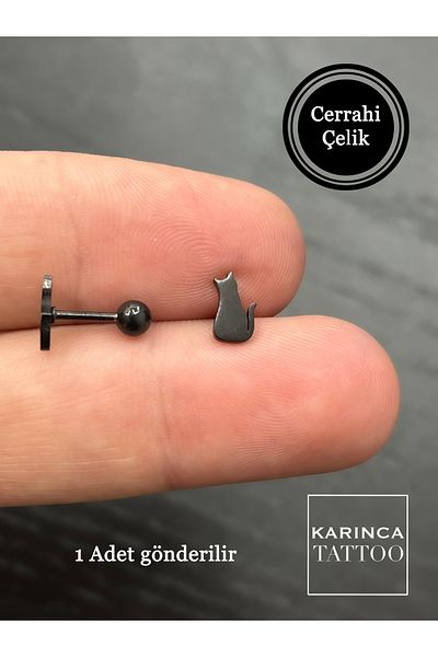 Karınca Piercing Black Cat Black Tragus Helix Conch Flat Cartilage Ear Piercing Earrings