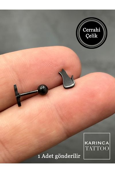 Karınca Piercing Black Cat Black Tragus Helix Conch Flat Cartilage Ear Piercing Earrings