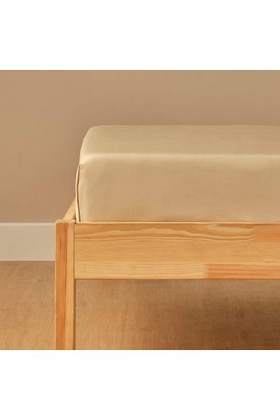 Bella Maison Supreme Basic Single 100% Cotton Satin Plain Bed Sheet Beige (160X240 cm)