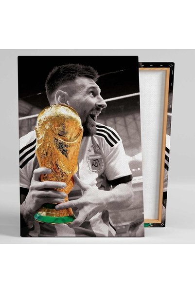 Şehzat Design Lionel Messi Dünya Kupası Katar Futbol Goat Kanvas Tablo