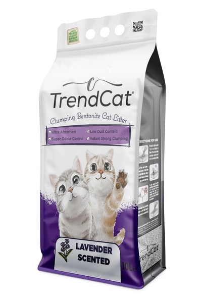 TrendCat Lavanta Kokulu Topaklanan Koku Hapseden Tozsuz 10 Lt Kedi Kumu