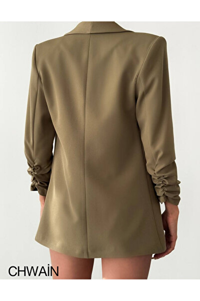 Genel Markalar Kolları Büzgülü Kadın Blazer Ceket