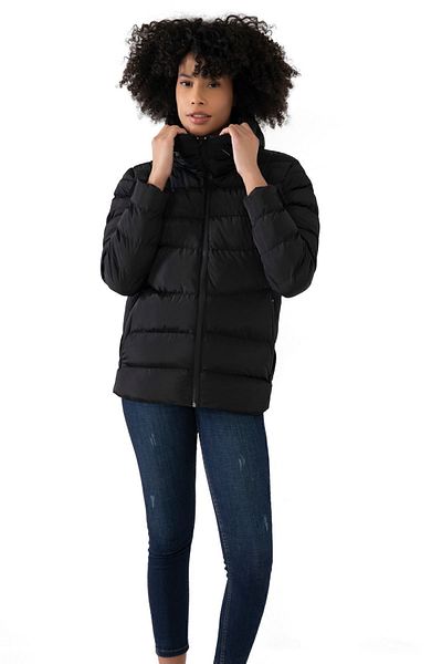 freemen Sports Women's Black Hooded Fleece Inside Waterproof Wind Resistant Coat & Coat & Parka