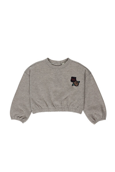 Panço Beige Baby Girl Crop Sweatshirt