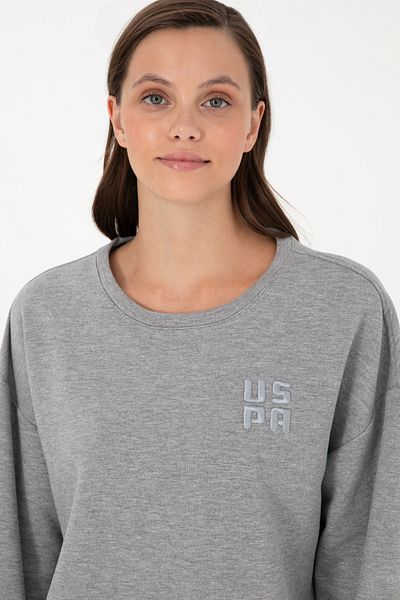 U.S. Polo Assn. Hanorac Gri Melange pentru damă - Decolteu 50296919 -vr086