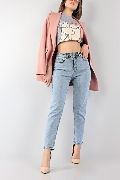 WODDİ Blugi Jnswrld Mom din lycra albastru pentru femei